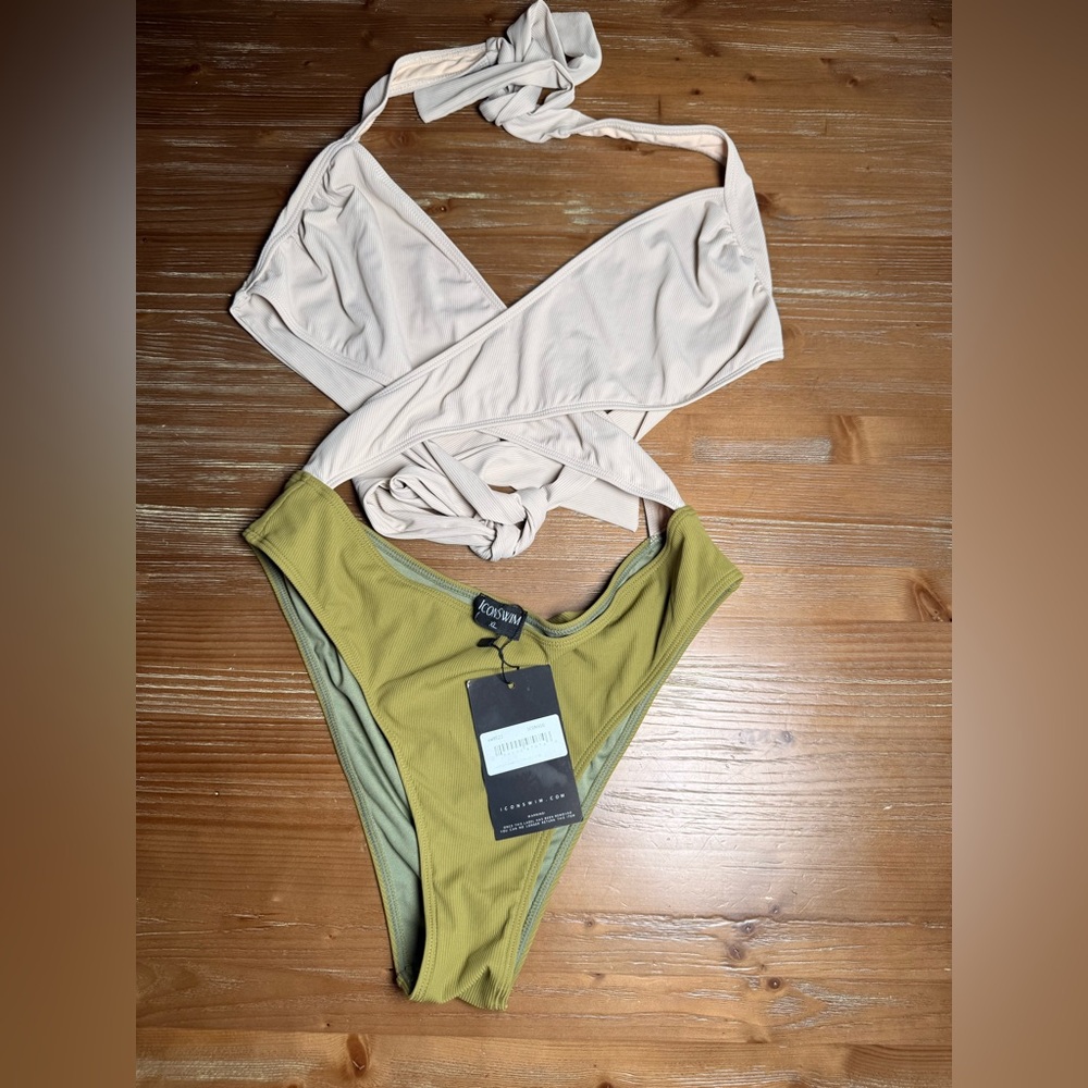 ICONSWIM Olive Ribbed Bikini Bottom